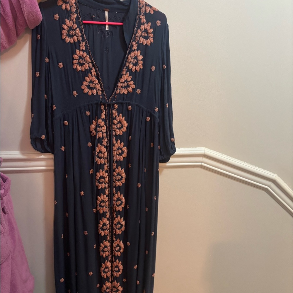 FP Movement by Free People Navy Floral Long Sleeve Dress